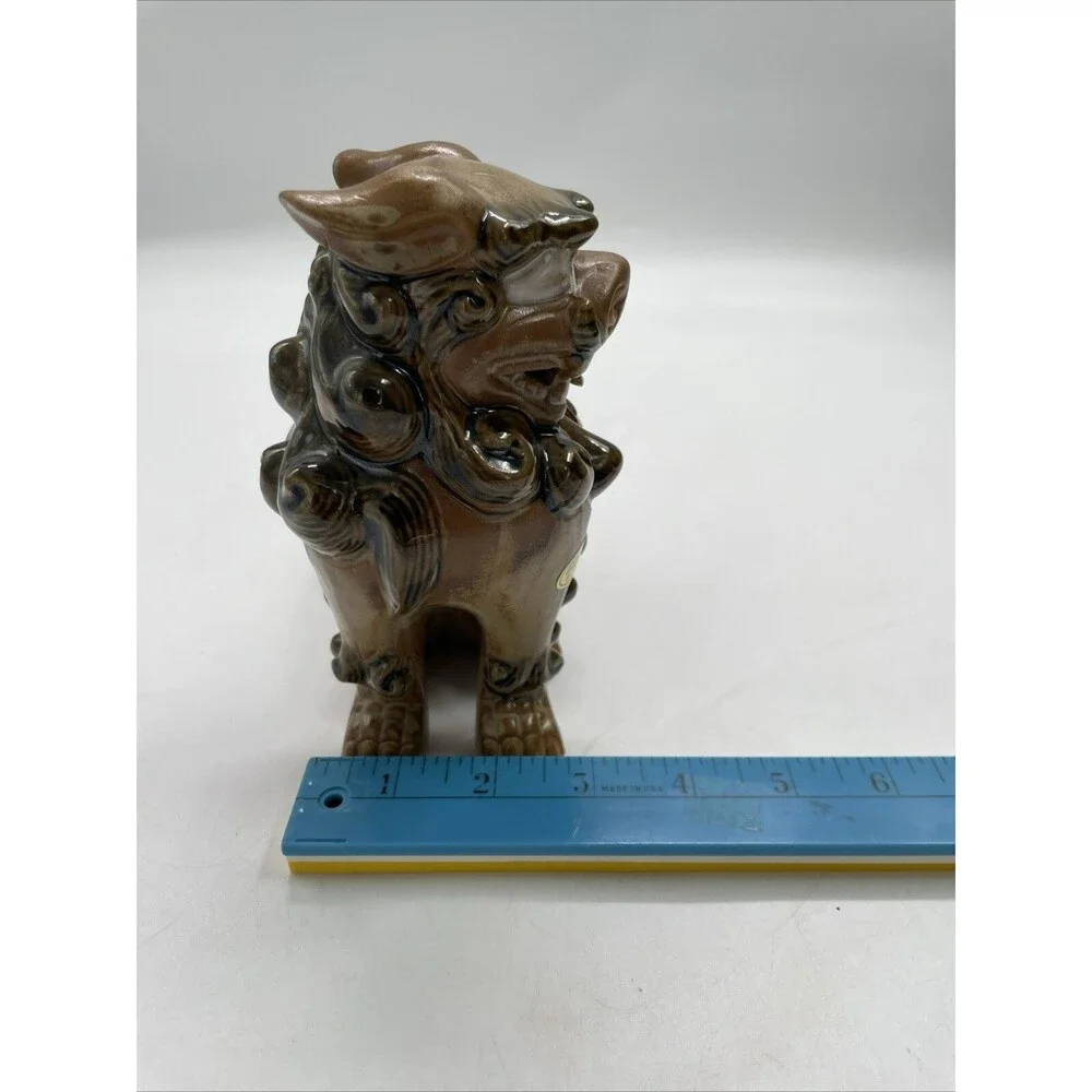 Pair 2 Andrea Sadek Brown Ceramic Asian Foo Dog Lion Figure Dragon Statue Japan